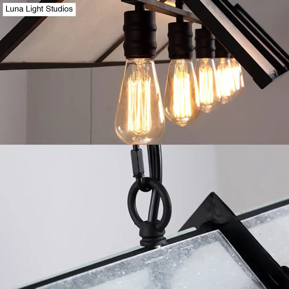 Industrial black island lamp with frosted glass – kitchen light
