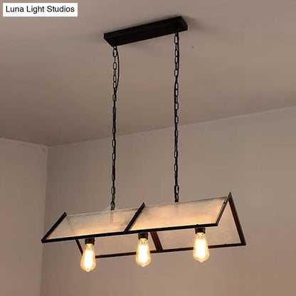 Industrial black island lamp with frosted glass – kitchen light