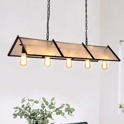 Industrial black island lamp with frosted glass – kitchen light