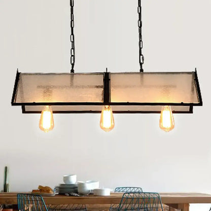 Industrial black island lamp with frosted glass – kitchen light