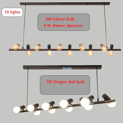 Industrial black kitchen island chandelier with edison bulbs