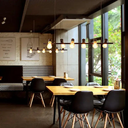 Industrial black kitchen island chandelier with edison bulbs