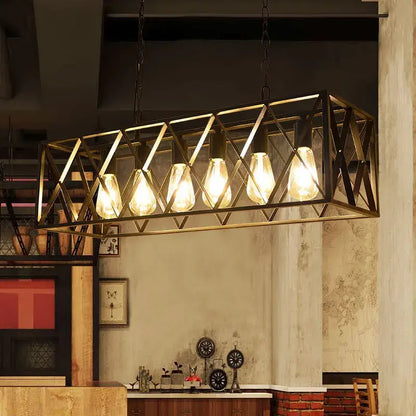 Industrial black lattice chandelier – dining room pendant light