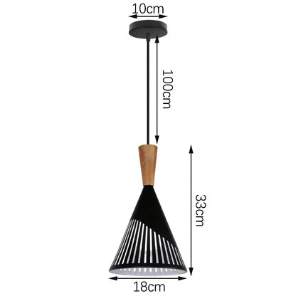 Industrial black matte aluminum pendant light kitchen wood accents