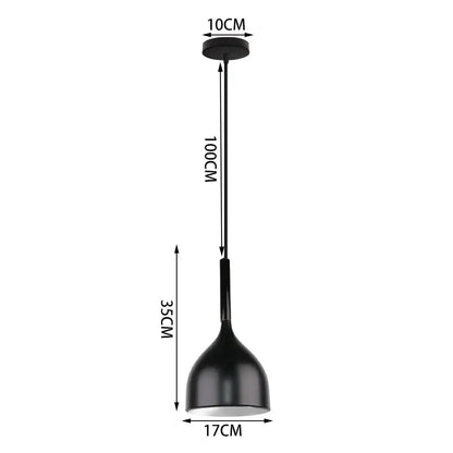 Industrial black matte aluminum pendant light kitchen wood accents