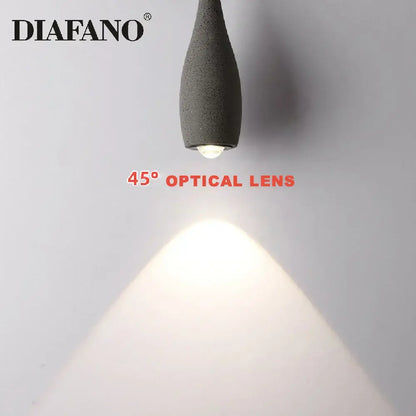Industrial black matte cement pendant light bedroom teardrop lamp