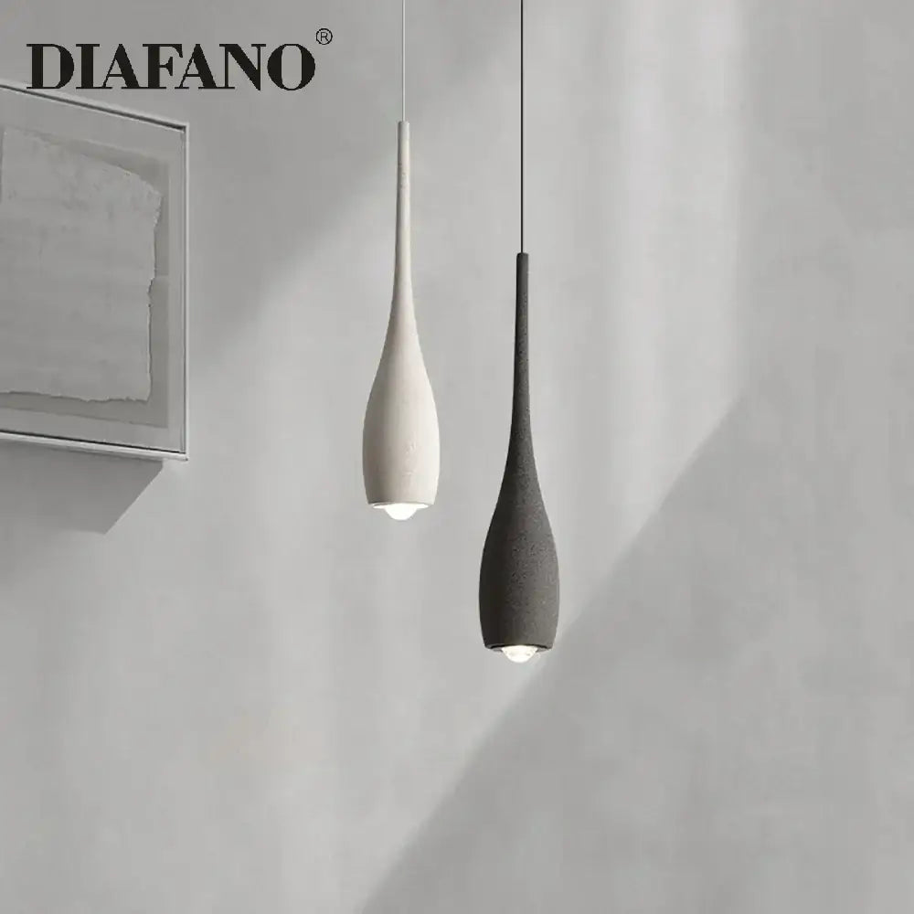 Industrial black matte cement pendant light bedroom teardrop lamp