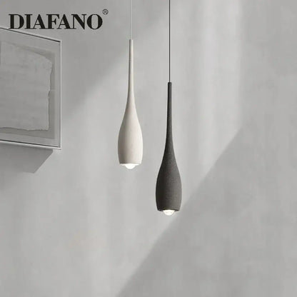 Industrial black matte cement pendant light bedroom teardrop lamp