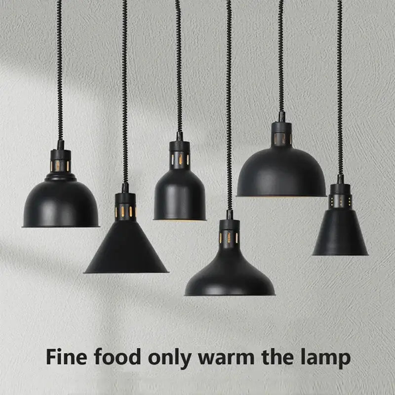 Industrial black matte electric food heating pendant light kitchen