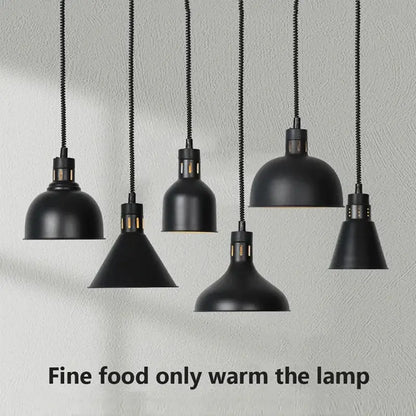 Industrial black matte electric food heating pendant light kitchen