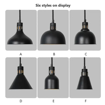Industrial black matte electric food heating pendant light kitchen