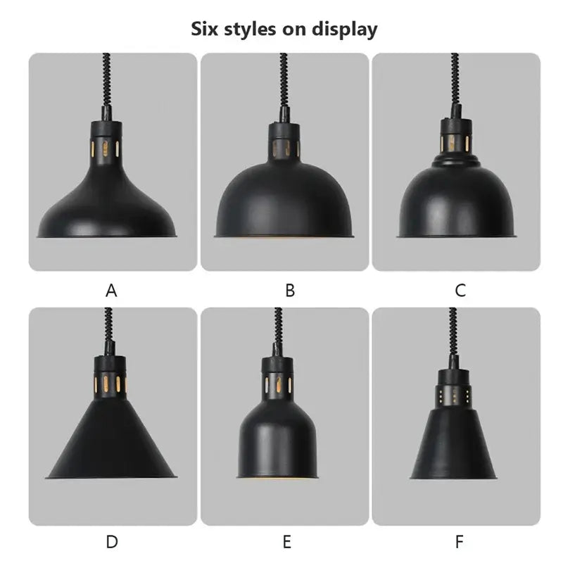 Industrial black matte electric food heating pendant light kitchen