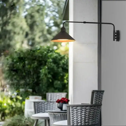 Industrial black matte telescopic swing arm wall lamp living room