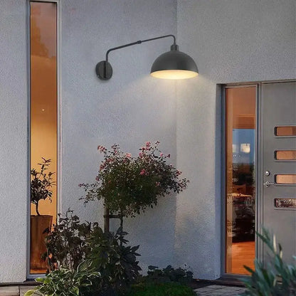 Industrial black matte telescopic swing arm wall lamp living room