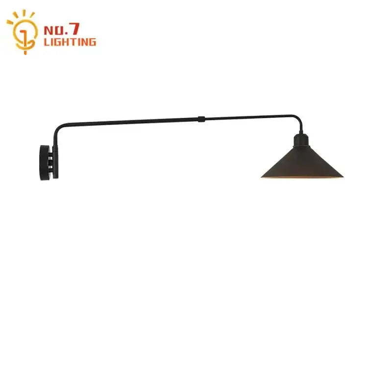 Industrial black matte telescopic swing arm wall lamp living room