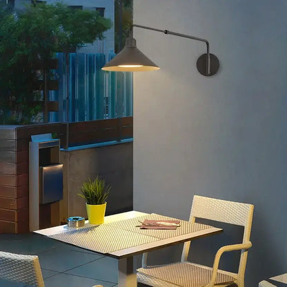 Industrial black matte telescopic swing arm wall lamp living room