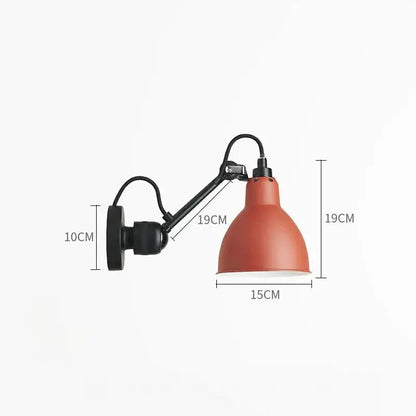 Industrial black matte wall lamp bedroom adjustable arm reading light