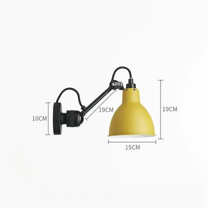 Industrial black matte wall lamp bedroom adjustable arm reading light
