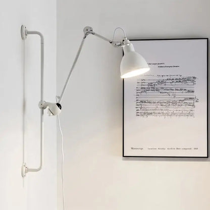 Industrial black matte wall lamp bedroom adjustable arm reading light
