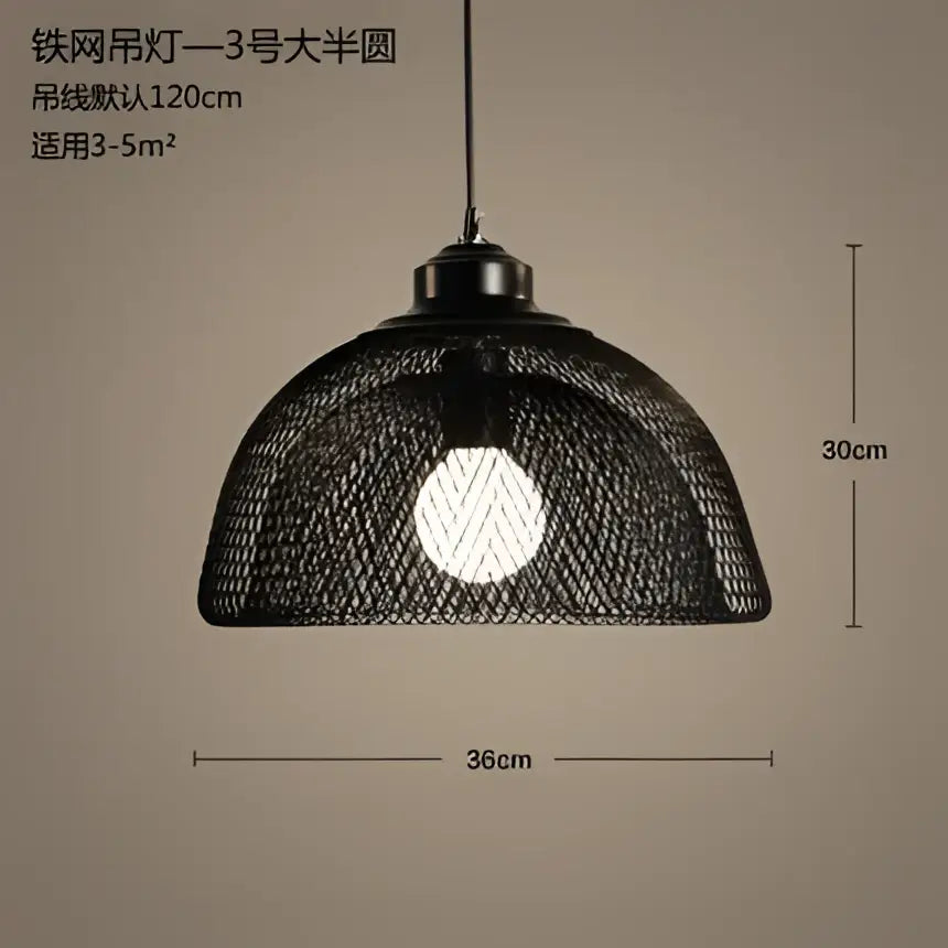 Industrial black mesh pendant light dining room birdcage chandelier