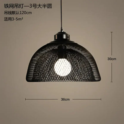 Industrial black mesh pendant light dining room birdcage chandelier