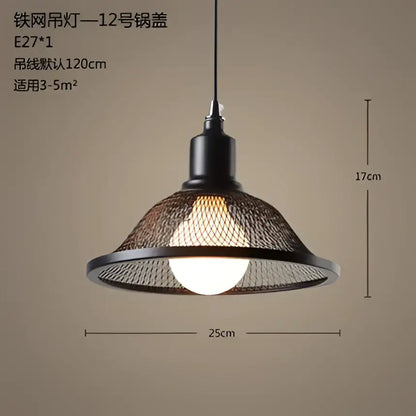 Industrial black mesh pendant light dining room birdcage chandelier