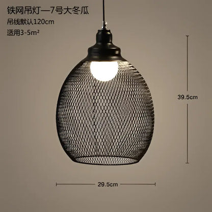 Industrial black mesh pendant light dining room birdcage chandelier