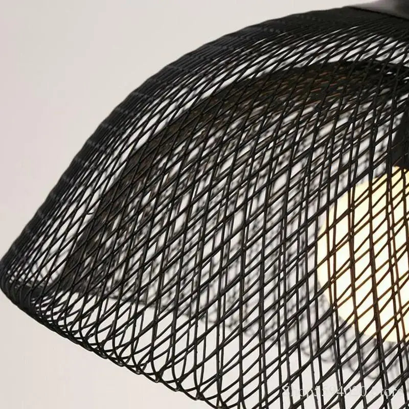 Industrial black mesh pendant light dining room birdcage chandelier