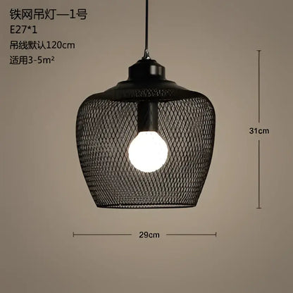 Industrial black mesh pendant light dining room birdcage chandelier