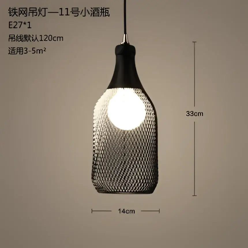 Industrial black mesh pendant light dining room birdcage chandelier