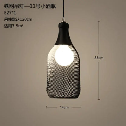 Industrial black mesh pendant light dining room birdcage chandelier