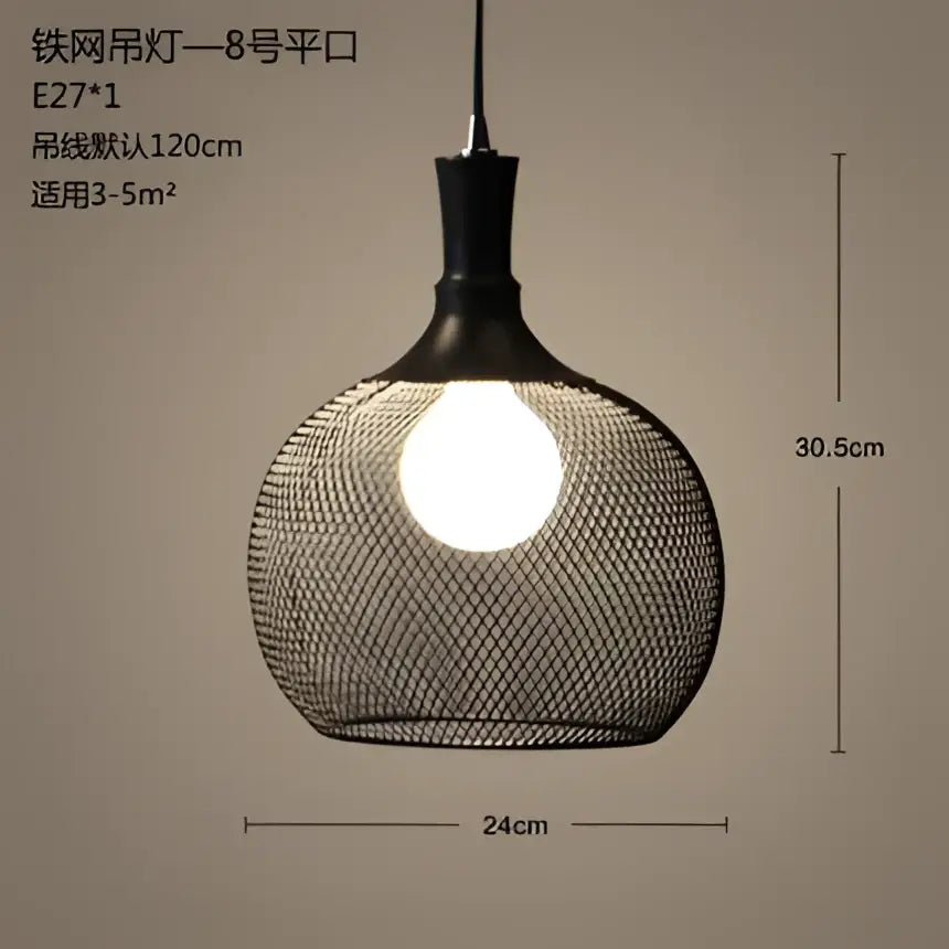 Industrial black mesh pendant light dining room birdcage chandelier