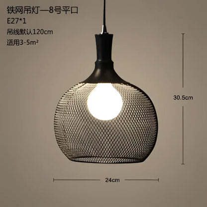 Industrial black mesh pendant light dining room birdcage chandelier