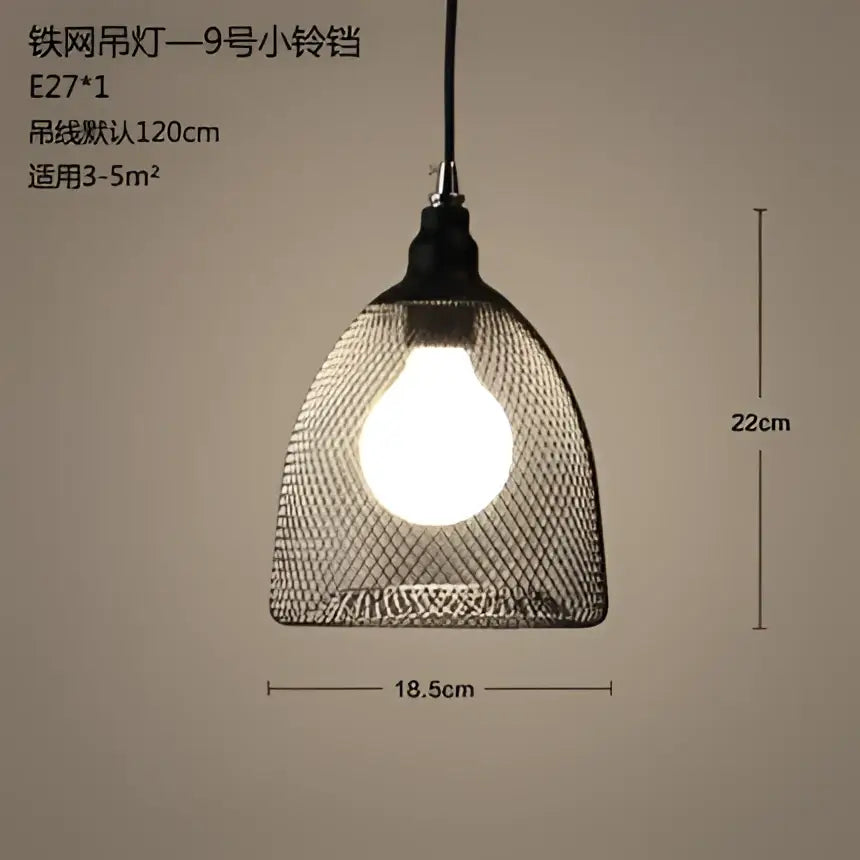 Industrial black mesh pendant light dining room birdcage chandelier