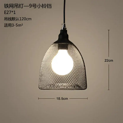Industrial black mesh pendant light dining room birdcage chandelier