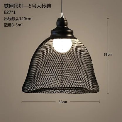 Industrial black mesh pendant light dining room birdcage chandelier