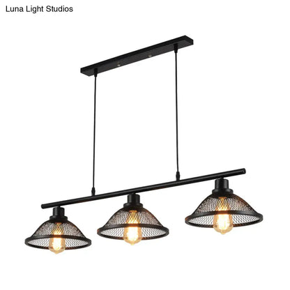 Industrial black mesh pendant light with e26 e27 base for kitchen island