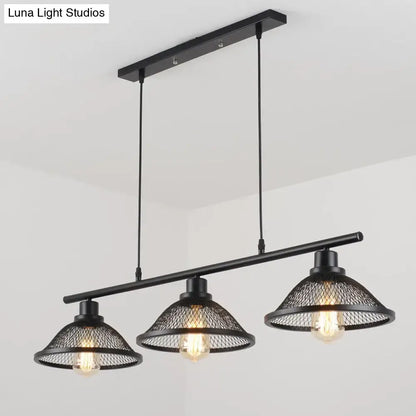 Industrial black mesh pendant light with e26 e27 base for kitchen island