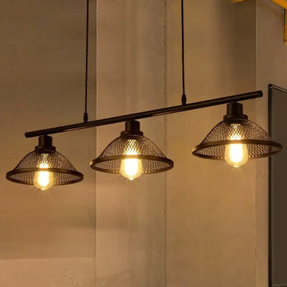 Industrial black mesh pendant light with e26 e27 base for kitchen island