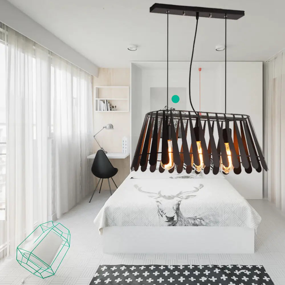 DecorBites™ Industrial Black Metal 3-Light Linear Island Ceiling Pendant Lamp - Stylish Kitchen Lighting