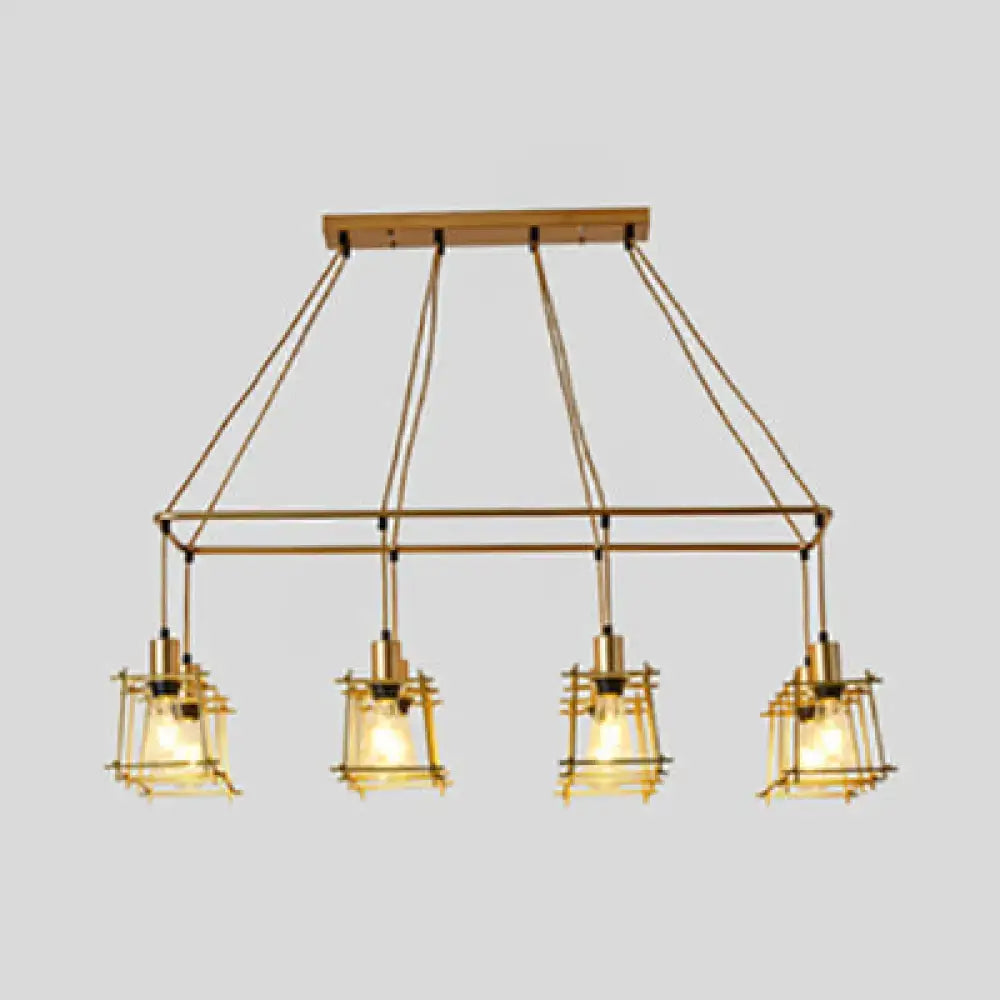 Industrial black metal 5 light island pendant light kitchen cage
