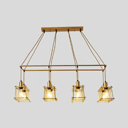 Industrial black metal 5 light island pendant light kitchen cage