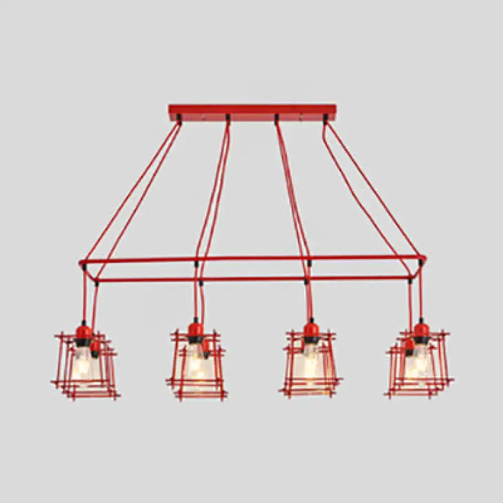 Industrial black metal 5 light island pendant light kitchen cage
