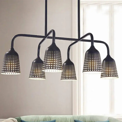 Industrial black metal 5 light pendant light dining room e26 bulb base