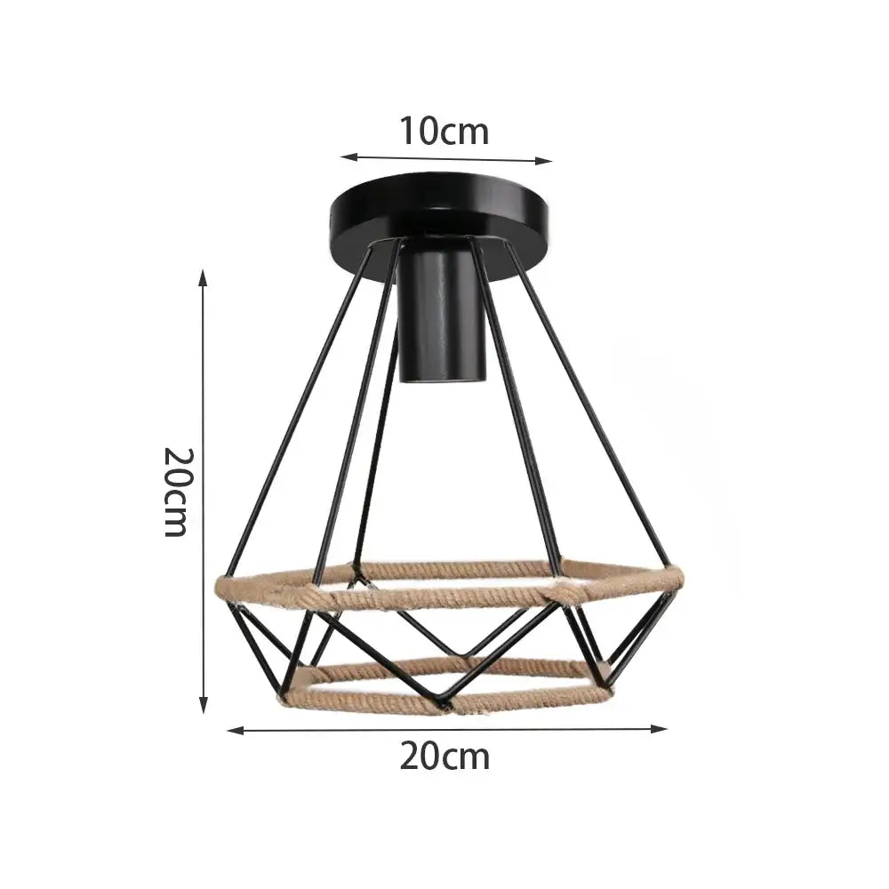 Industrial black metal and rope hanging lamp kitchen pendant light