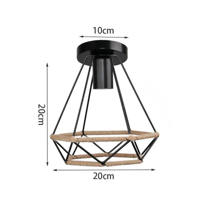 Industrial black metal and rope hanging lamp kitchen pendant light