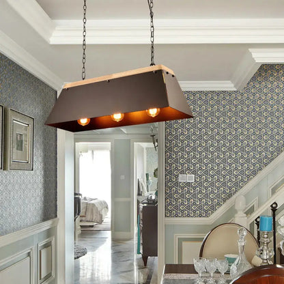 Industrial black metal and wood pendant lamp dining room island lights
