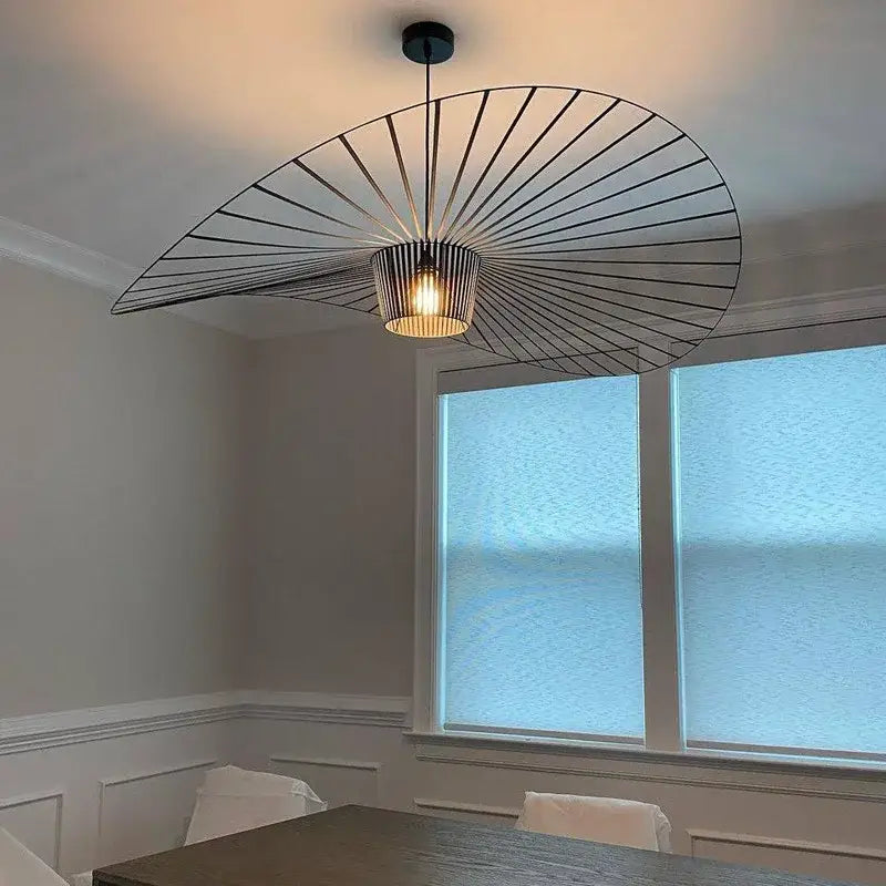 Industrial black metal art hat led chandelier dining room light