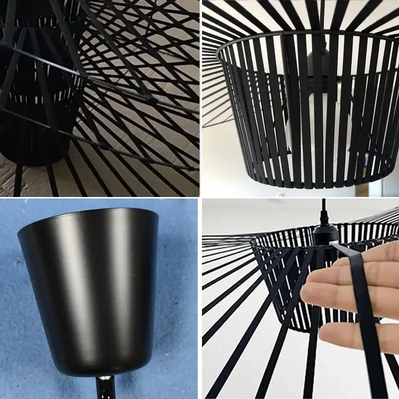 Industrial black metal art hat led chandelier dining room light