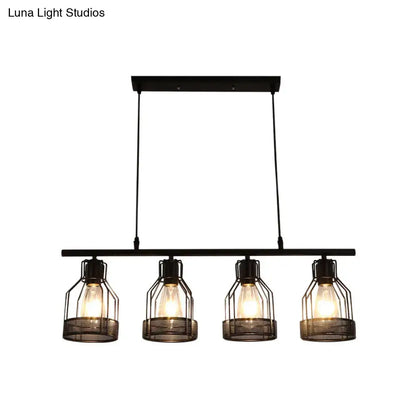 Industrial black metal bar chandelier bird cage kitchen island light
